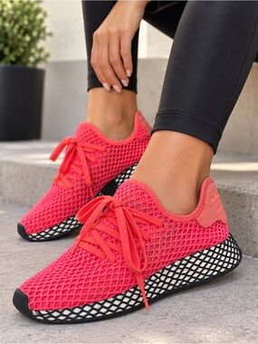 adidas Deerupt Runner Coral Pink Mesh Sneakers Women’s Size 10
